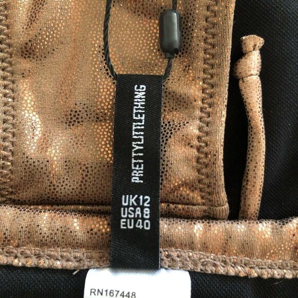 Pretty Little Things Brown Shimmer Tie Side Tanga Bikini Bottoms Size 8 - Picture 11 of 15